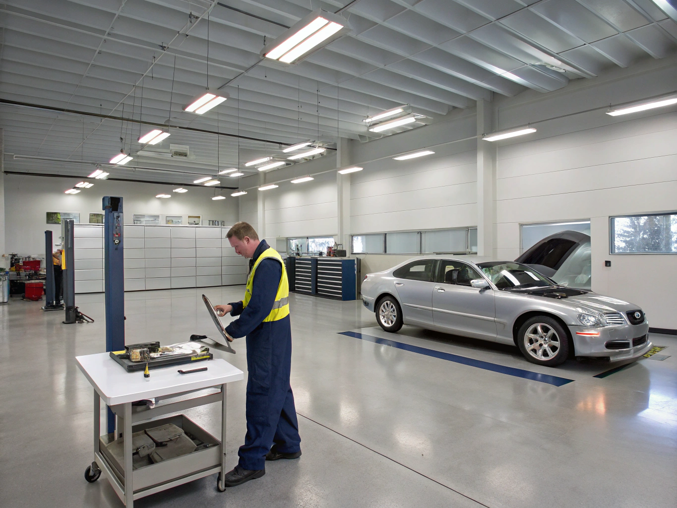 River Valley Auto Repair mechanic walking a customer through vehicle service
