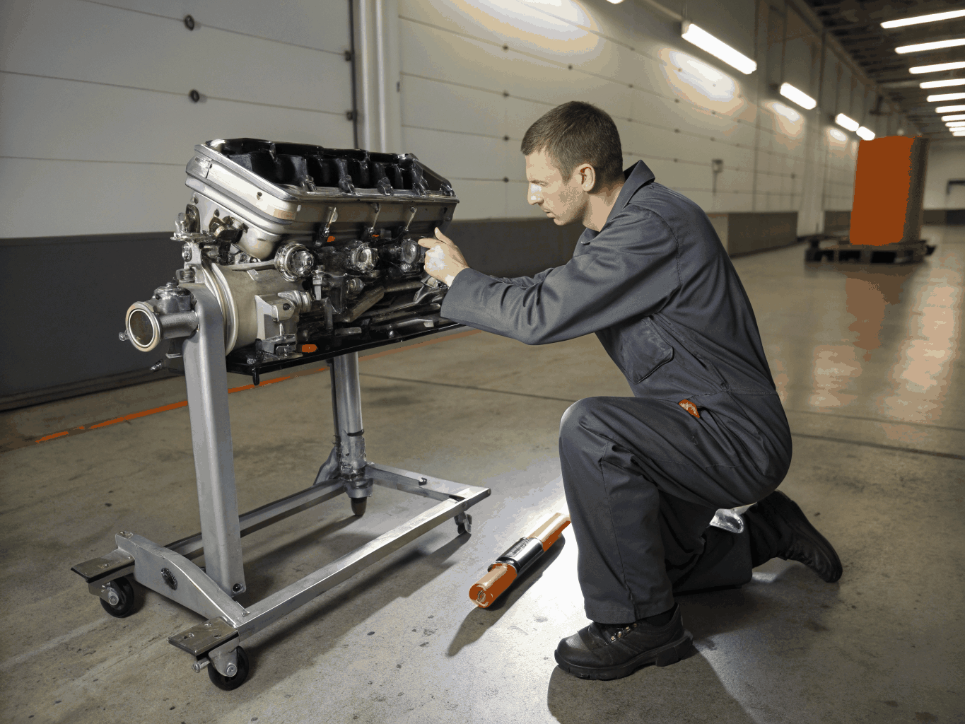 Technician replacing ignition coils and spark plugs during vehicle tune-up
